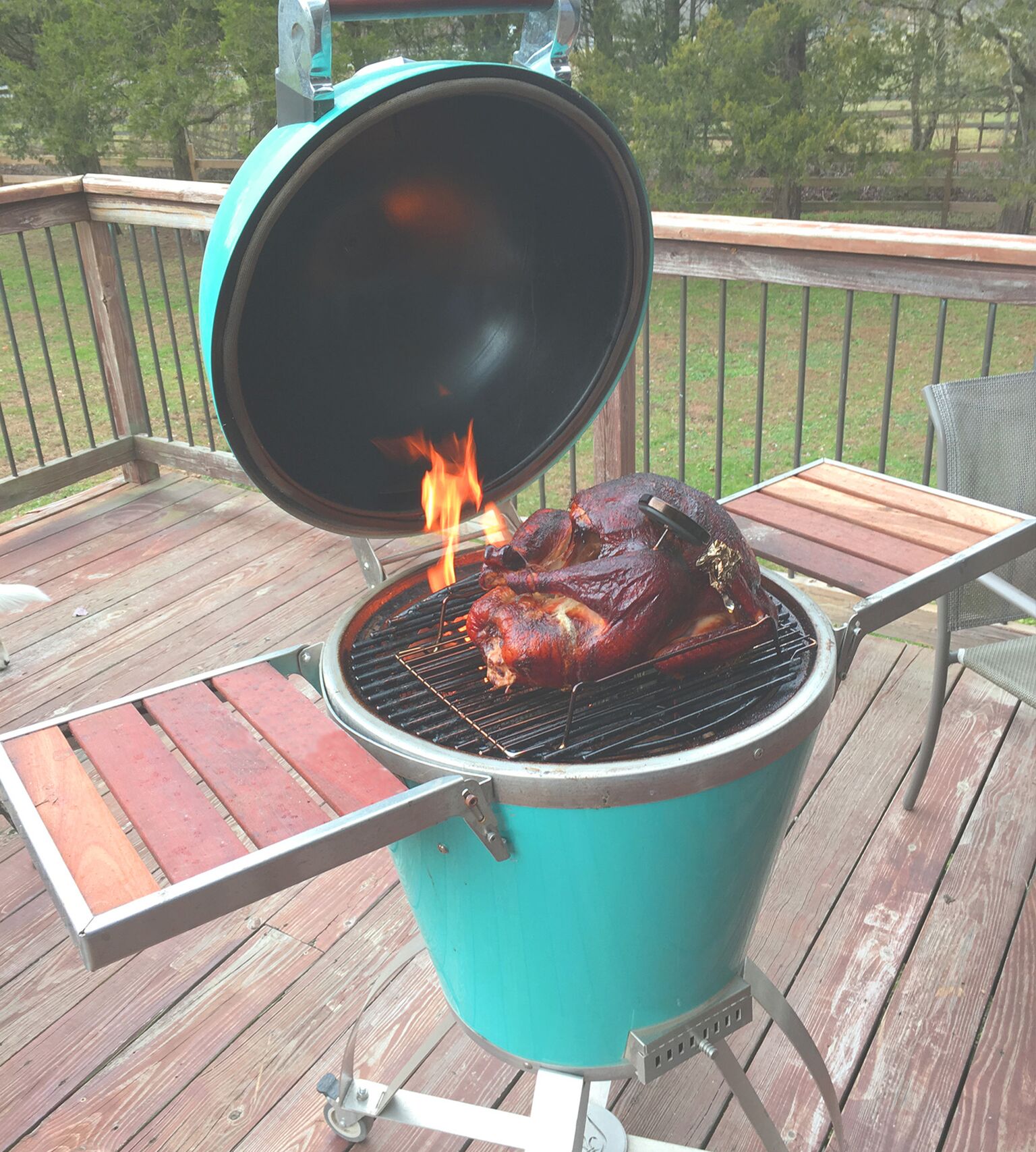 Charcoal grill and outlet smoker